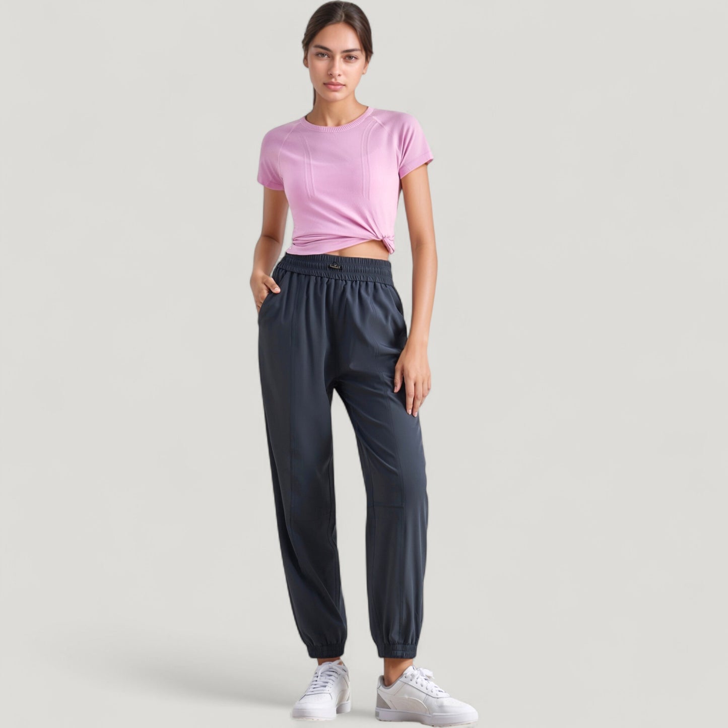Anna-Kaci Active Women's High Waist Jogger Pants with Elastic Cuffs and Side Pockets