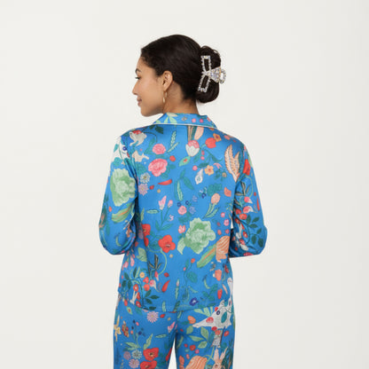 Anna-Kaci Lounge Women's 2-Piece Set Long Sleeve Button Front Pajama Set with Botanical Animal Print and Soft Silky Fabric for Relaxed Comfort