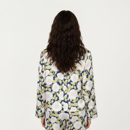 Anna-Kaci Lounge Women's 2-Piece Set Long Sleeve Button Front Pajama Set with Floral Print and Soft Silky Fabric for Relaxed Comfort