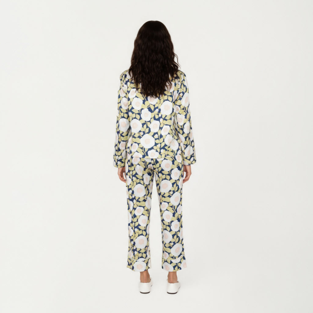 Anna-Kaci Lounge Women's 2-Piece Set Long Sleeve Button Front Pajama Set with Floral Print and Soft Silky Fabric for Relaxed Comfort