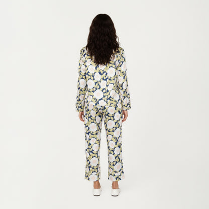 Anna-Kaci Lounge Women's 2-Piece Set Long Sleeve Button Front Pajama Set with Floral Print and Soft Silky Fabric for Relaxed Comfort