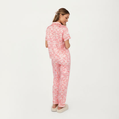 Anna-Kaci Lounge Women's 2-Piece Set Short Sleeve Button Front Pajama Set with Leopard Print and Soft Fabric for Relaxed Comfort