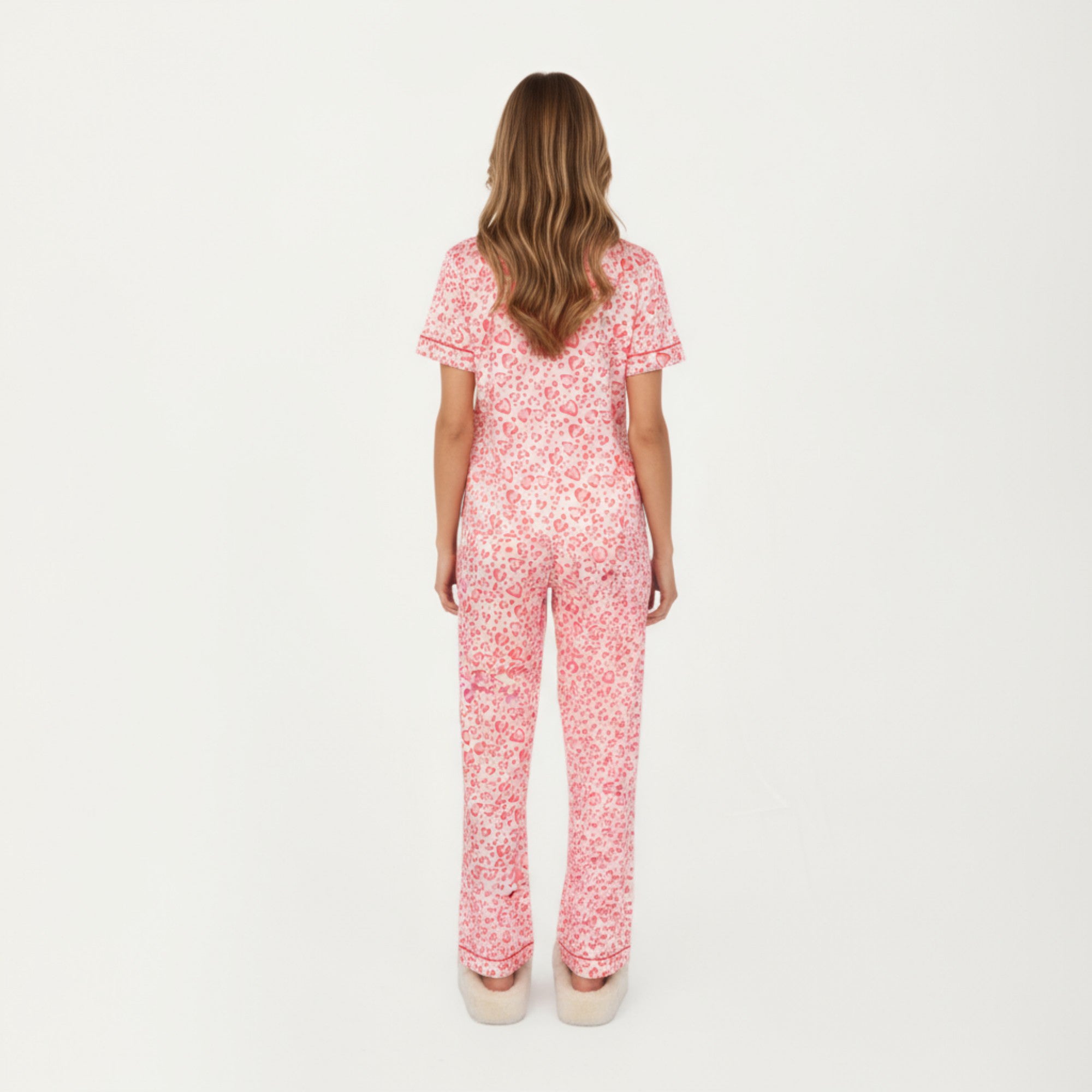 Anna-Kaci Lounge Women's 2-Piece Set Short Sleeve Button Front Pajama Set with Leopard Print and Soft Fabric for Relaxed Comfort
