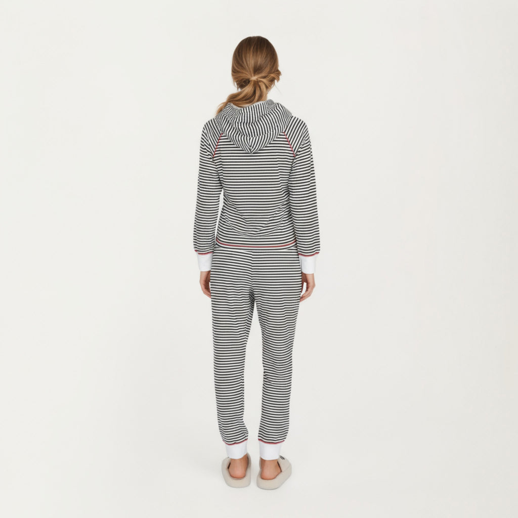 Anna-Kaci Lounge Women's 2-Piece Set Long Sleeve Pullover Top with Fuzzy Collar and Relaxed Fit Pants Pajama Set in Soft Knit Fabric