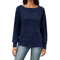 Anna-Kaci Women's Long Sleeve Striped Knit Sweater with Boat Neckline and Relaxed Fit