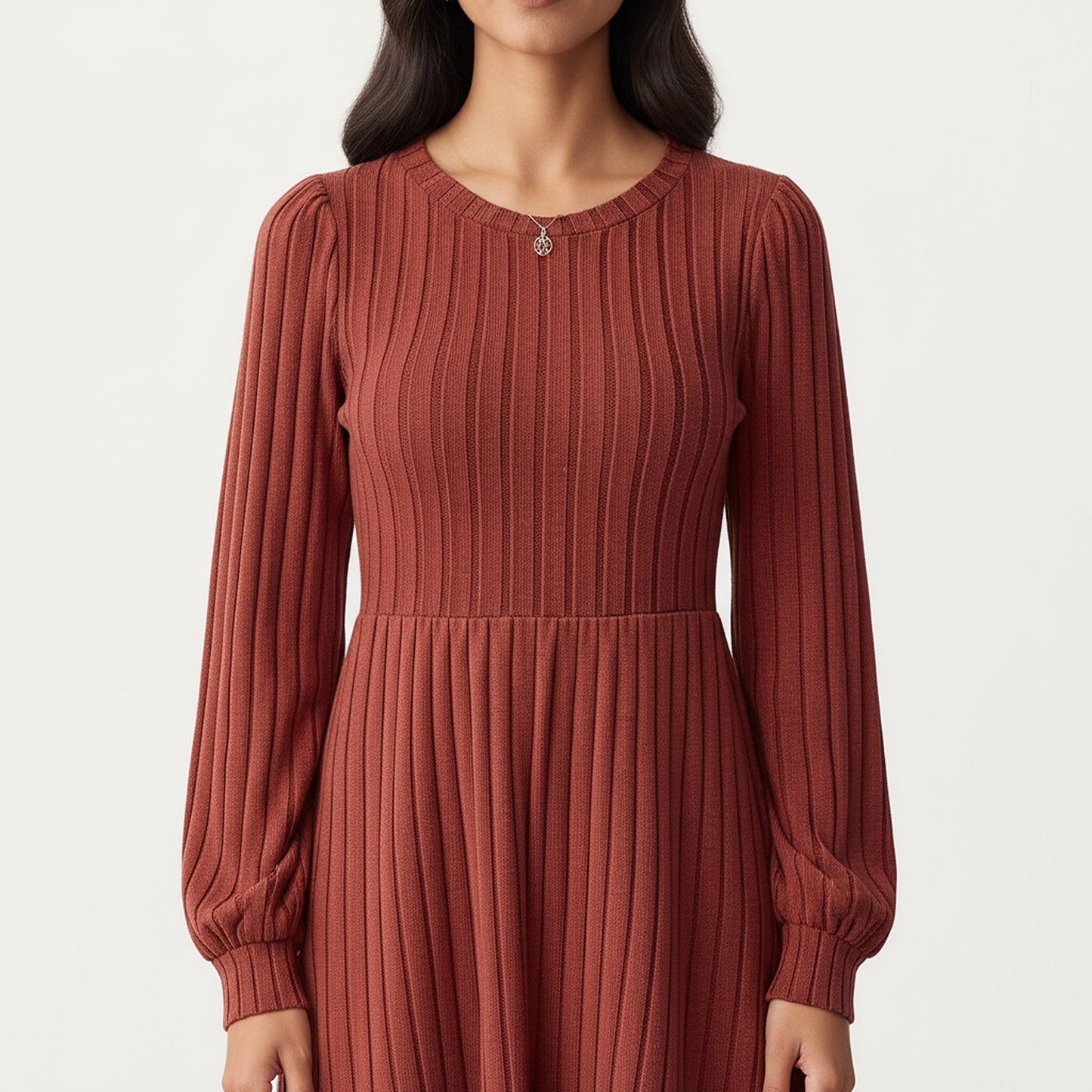 Anna-Kaci Women's Long Sleeve Pleated Maxi Dress with Fitted Bodice and Flowing Skirt