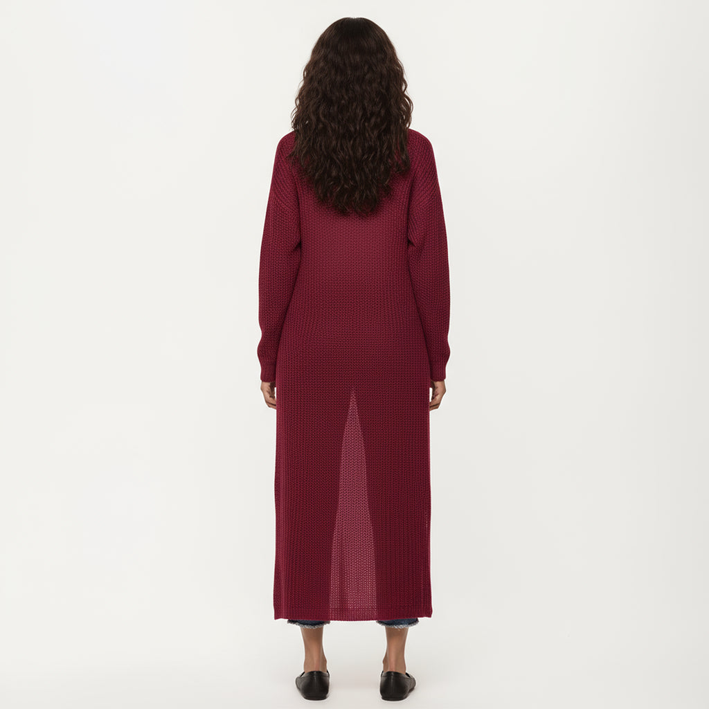 Anna-Kaci Women's Open Front Long Knit Cardigan with Pockets and Ribbed Trim