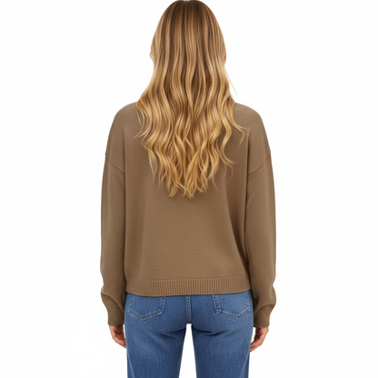 Anna-Kaci Women's Button Front Long Sleeve Knit Cardigan with Stand Collar and Front Pocket