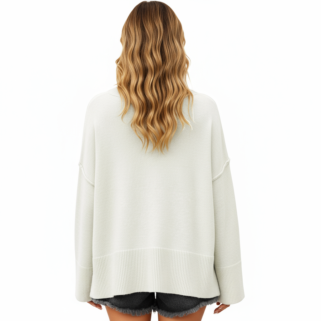 Anna-Kaci Women's Solid Color Pullover Sweater with Wide Ribbed Hem and Relaxed Fit