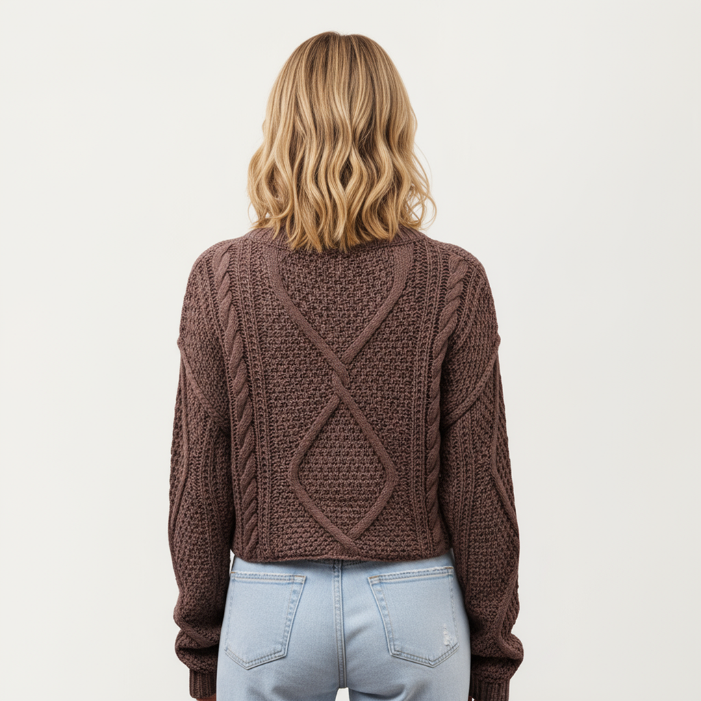 Anna-Kaci Women's Long Sleeve Cable Knit Pullover Sweater with Textured Pattern