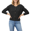 Anna-Kaci Women's Button Front Knit Cardigan with Long Sleeves and Ribbed Cuffs