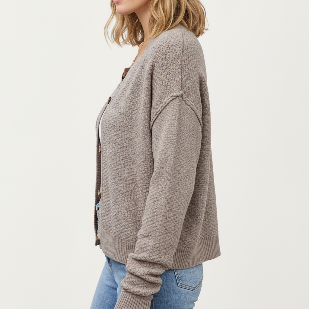 Anna-Kaci Women's Button Front Knit Cardigan with Long Sleeves and Ribbed Cuffs