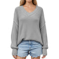 Anna-Kaci Women's V-Neck Relaxed Fit Knit Sweater with Long Sleeves