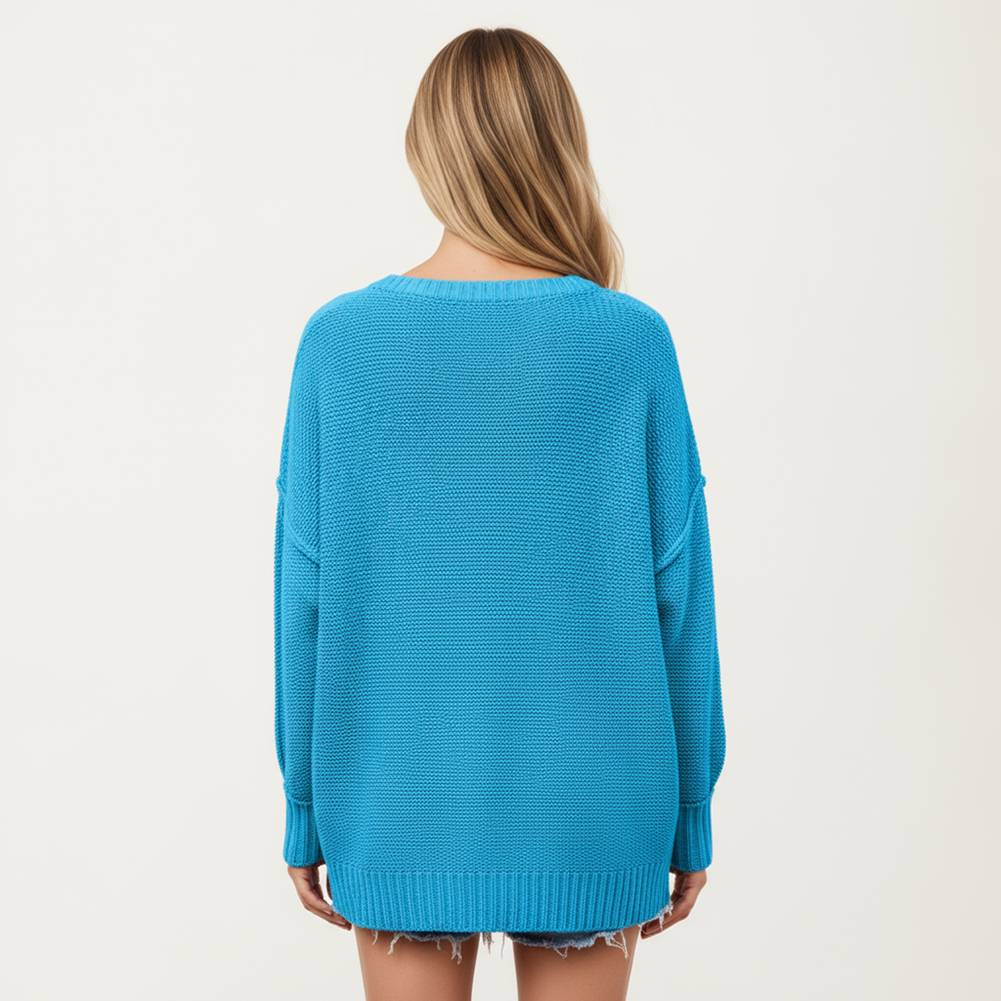 Anna-Kaci Women's V-Neck Relaxed Fit Knit Sweater with Long Sleeves