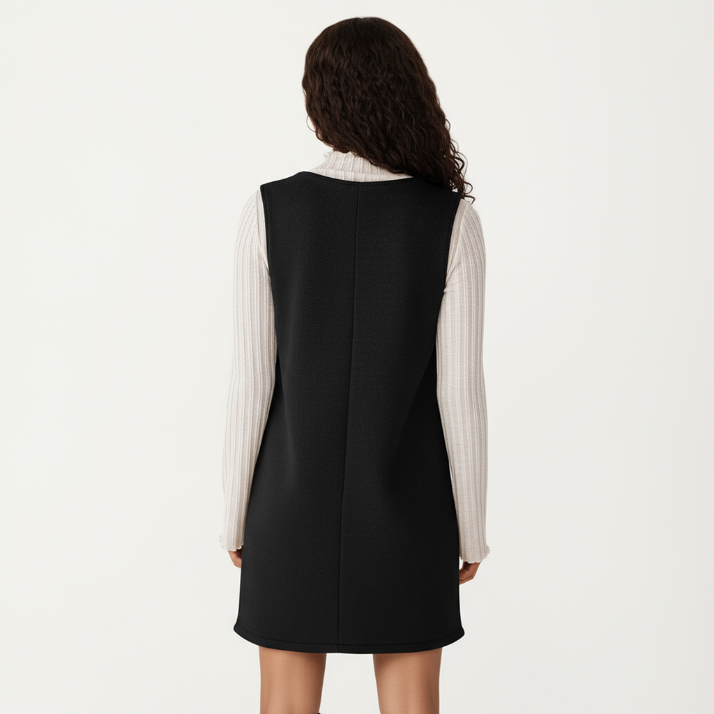 Anna-Kaci Women's Sleeveless V-Neck Shift Dress with Front Patch Pockets
