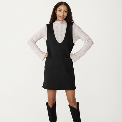 Anna-Kaci Women's Sleeveless V-Neck Shift Dress with Front Patch Pockets