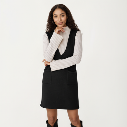 Anna-Kaci Women's Sleeveless V-Neck Shift Dress with Front Patch Pockets