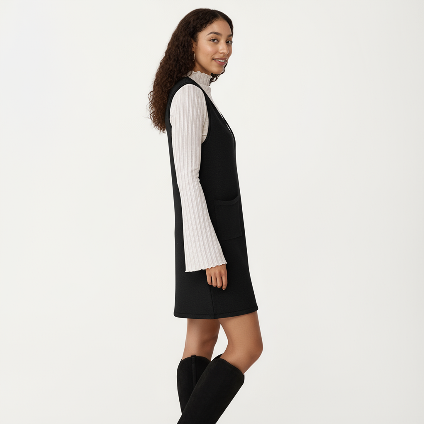 Anna-Kaci Women's Sleeveless V-Neck Shift Dress with Front Patch Pockets