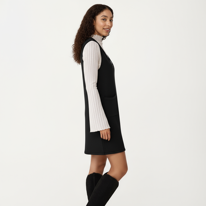 Anna-Kaci Women's Sleeveless V-Neck Shift Dress with Front Patch Pockets