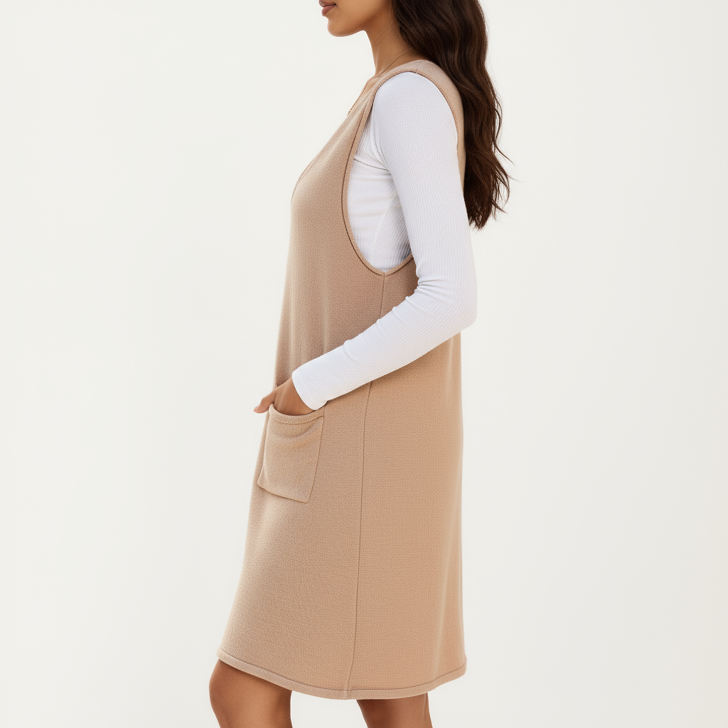 Anna-Kaci Women's Sleeveless V-Neck Shift Dress with Front Patch Pockets