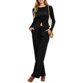 Anna-Kaci Women's 2-Piece Set Long Sleeve Button Front Top and Wide Leg Pants