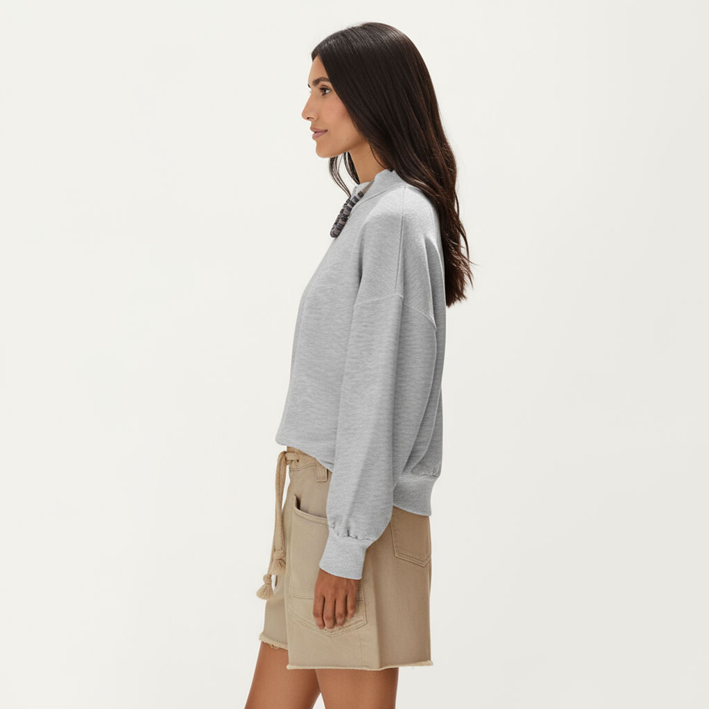 Anna-Kaci Women's Long Sleeve Crew Neck Pullover Top with Relaxed Fit and Ribbed Cuffs