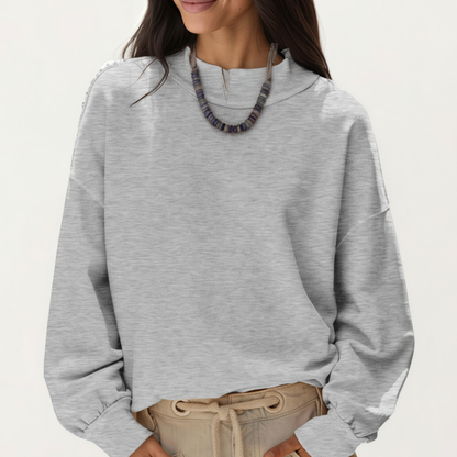 Anna-Kaci Women's Long Sleeve Crew Neck Pullover Top with Relaxed Fit and Ribbed Cuffs