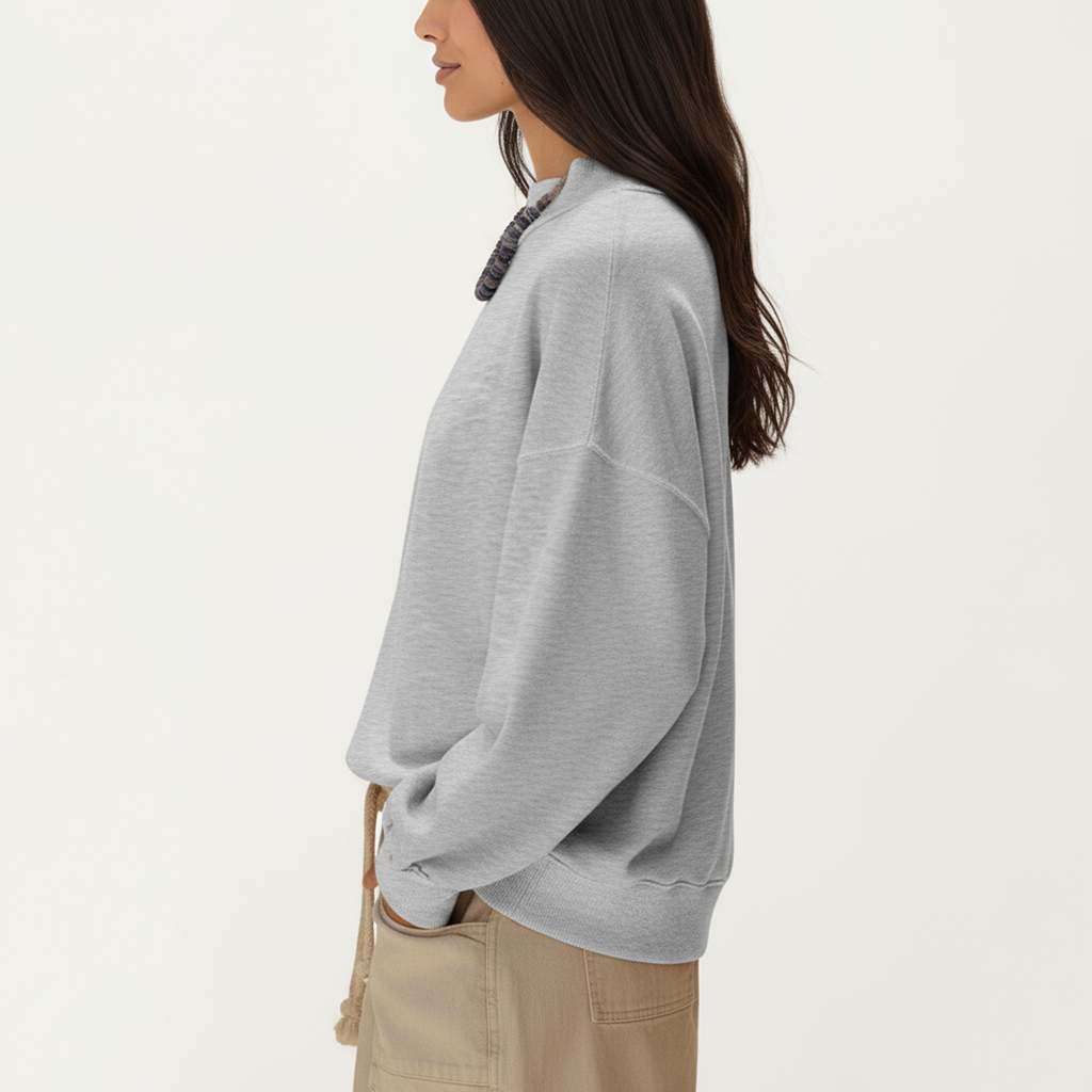 Anna-Kaci Women's Long Sleeve Crew Neck Pullover Top with Relaxed Fit and Ribbed Cuffs