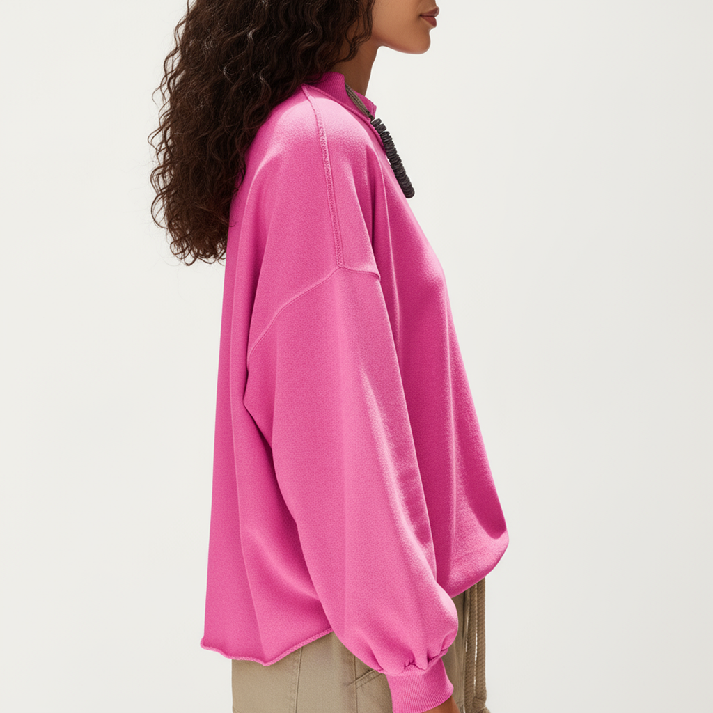 Anna-Kaci Women's Long Sleeve Crew Neck Pullover Top with Relaxed Fit and Ribbed Cuffs