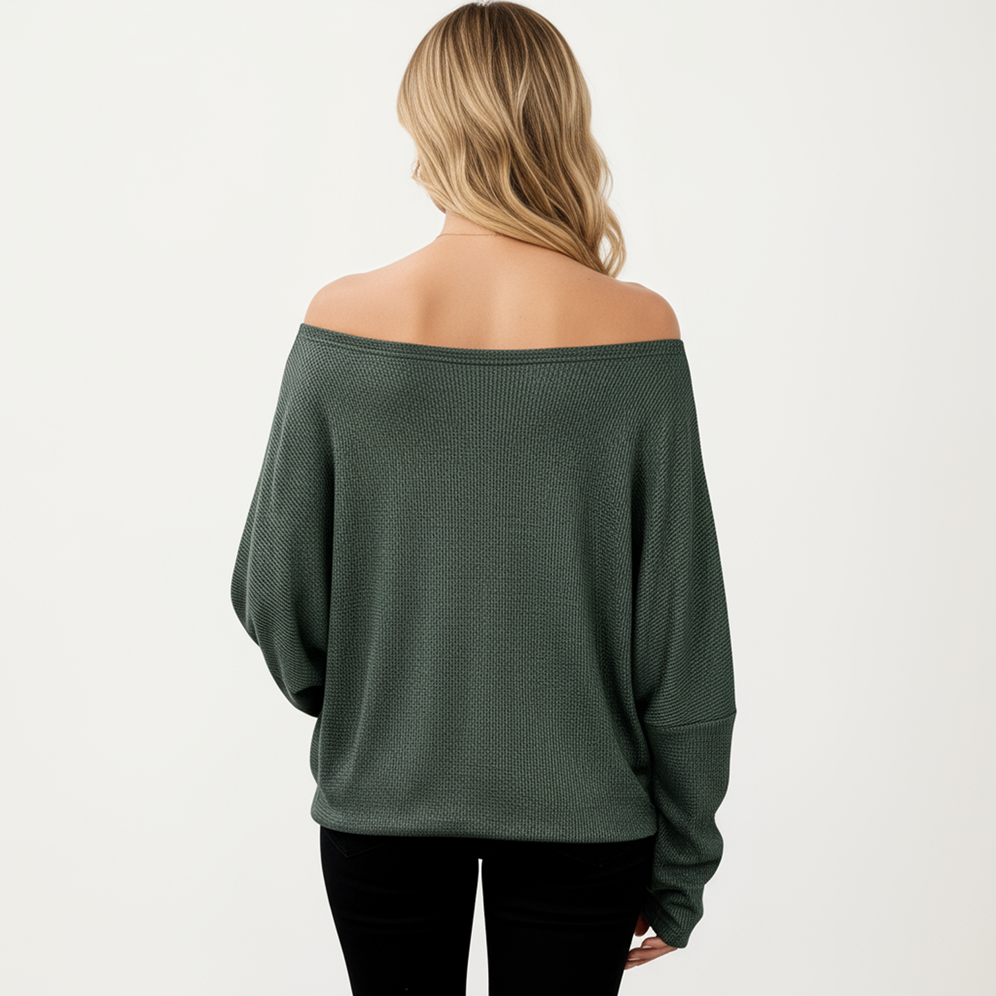 Anna-Kaci Women's Off Shoulder Long Sleeve Knit Top with Relaxed Fit