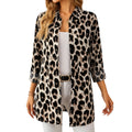 Anna-Kaci Women's Leopard Print Button-Up Long Sleeve Shirt with Collared Neckline