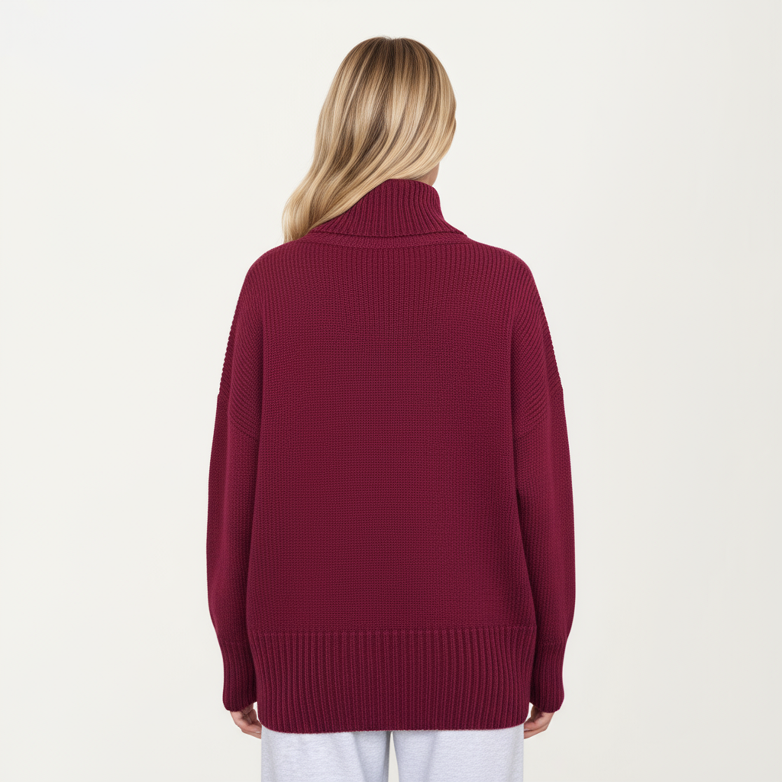 Anna-Kaci Women's Oversized Turtleneck Sweater with Long Sleeves and Ribbed Hem