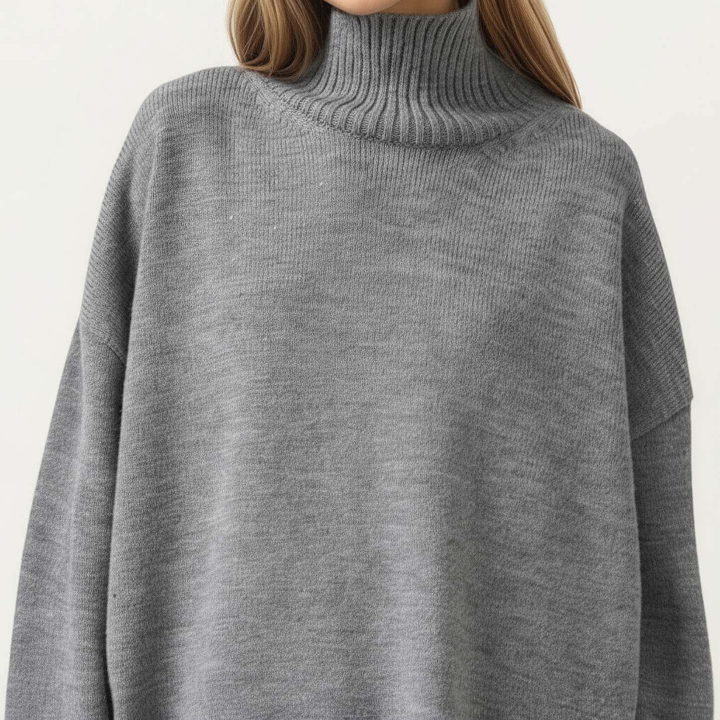 Anna-Kaci Women's Oversized Turtleneck Sweater with Long Sleeves and Ribbed Hem