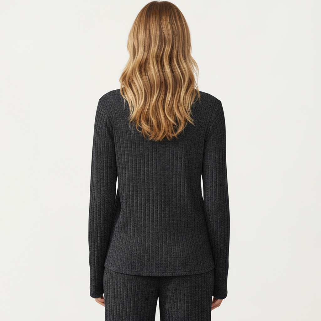 Anna-Kaci Women's 2-Piece Set Off-Shoulder Ribbed Knit Long Sleeve Top and Wide Leg Pants