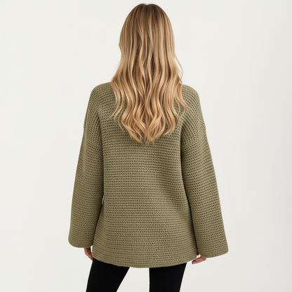 Anna-Kaci Women's Open Front Long Sleeve Textured Knit Cardigan with Relaxed Fit