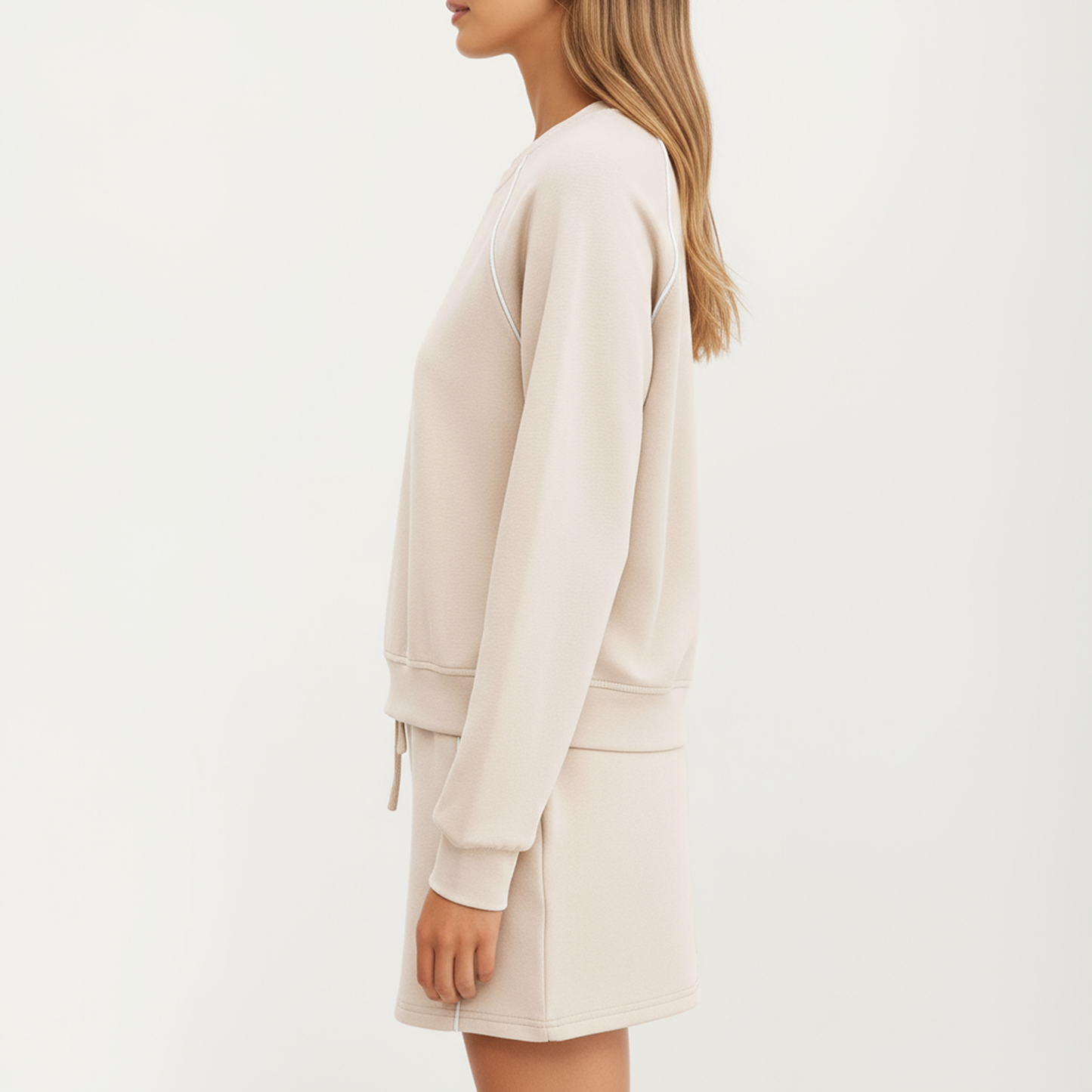 Anna-Kaci Women's 2-Piece Set Long Sleeve Pullover Top with Elastic Waist Mini Skirt