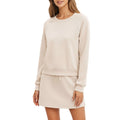 Anna-Kaci Women's 2-Piece Set Long Sleeve Pullover Top with Elastic Waist Mini Skirt