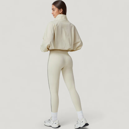Anna-Kaci Active Women's Zip-Up Activewear Jacket with High Collar Long Sleeves and Relaxed Elastic Hem