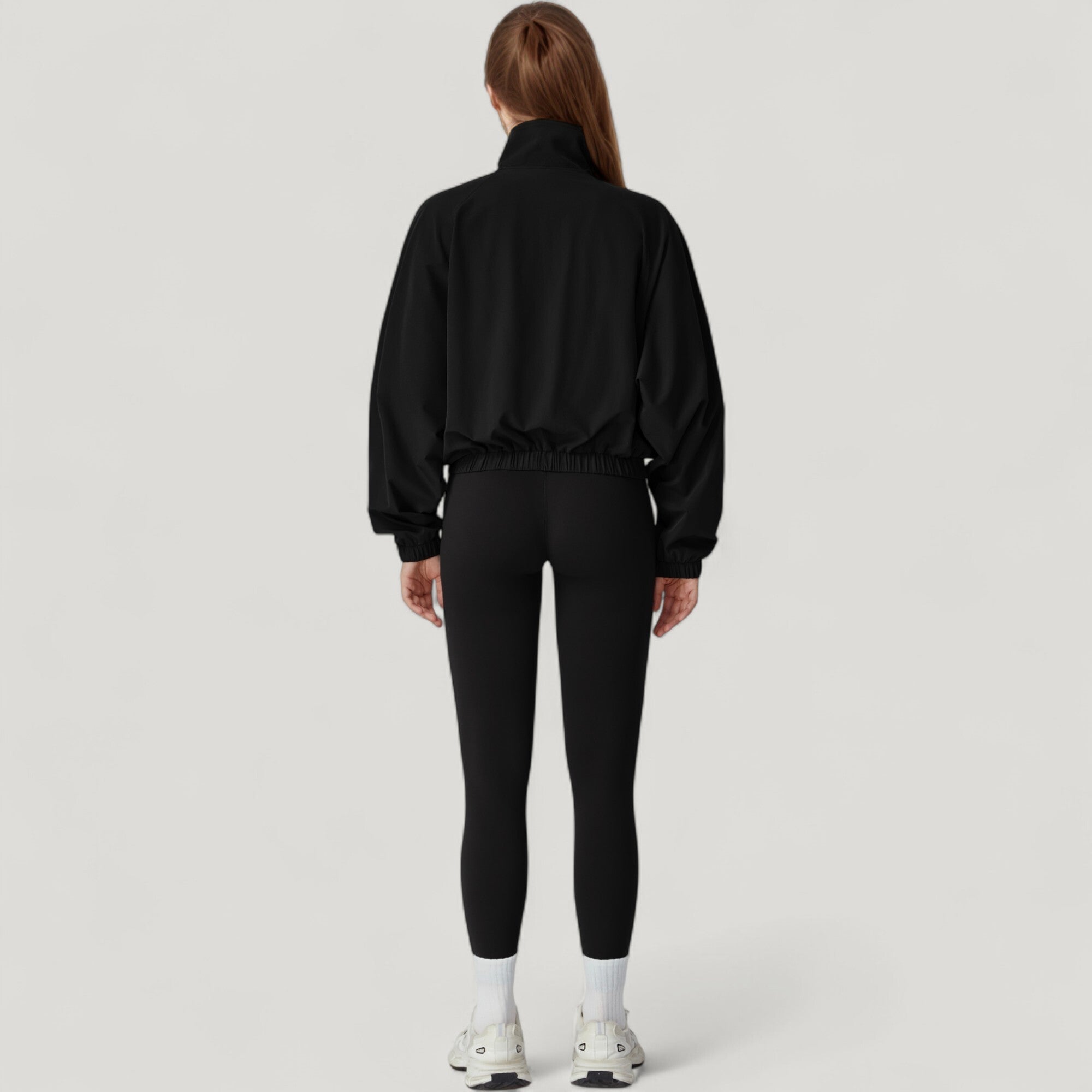 Anna-Kaci Active Women's Zip-Up Activewear Jacket with High Collar Long Sleeves and Relaxed Elastic Hem