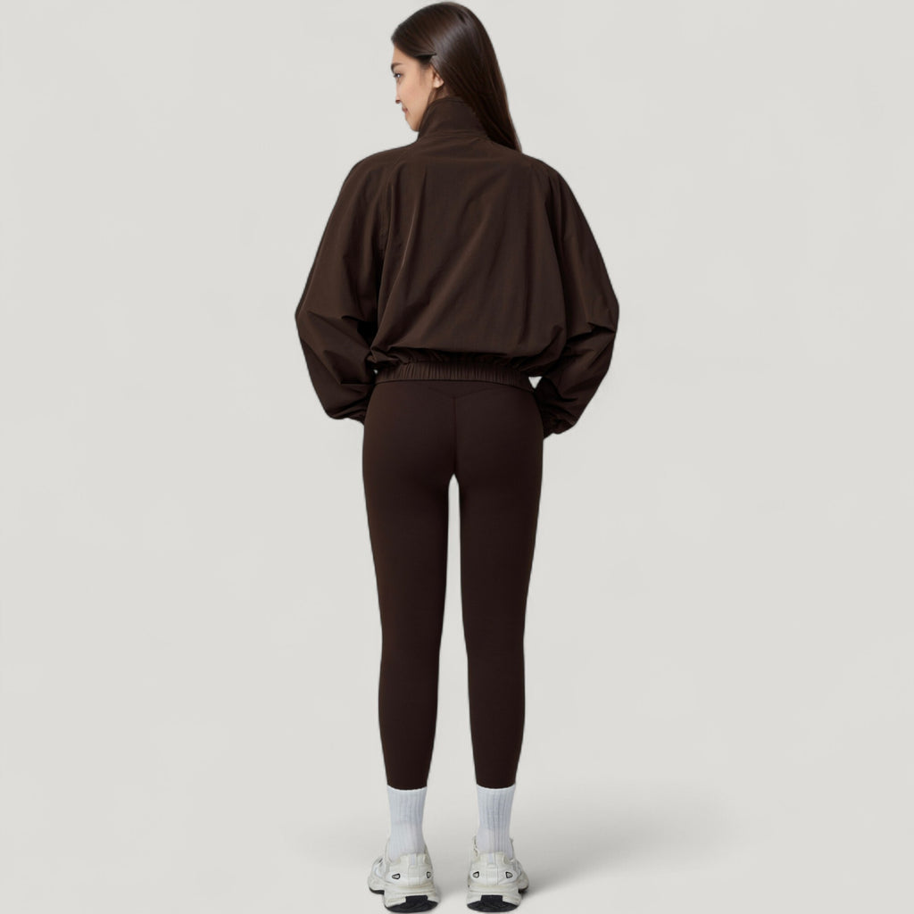Anna-Kaci Active Women's Zip-Up Activewear Jacket with High Collar Long Sleeves and Relaxed Elastic Hem