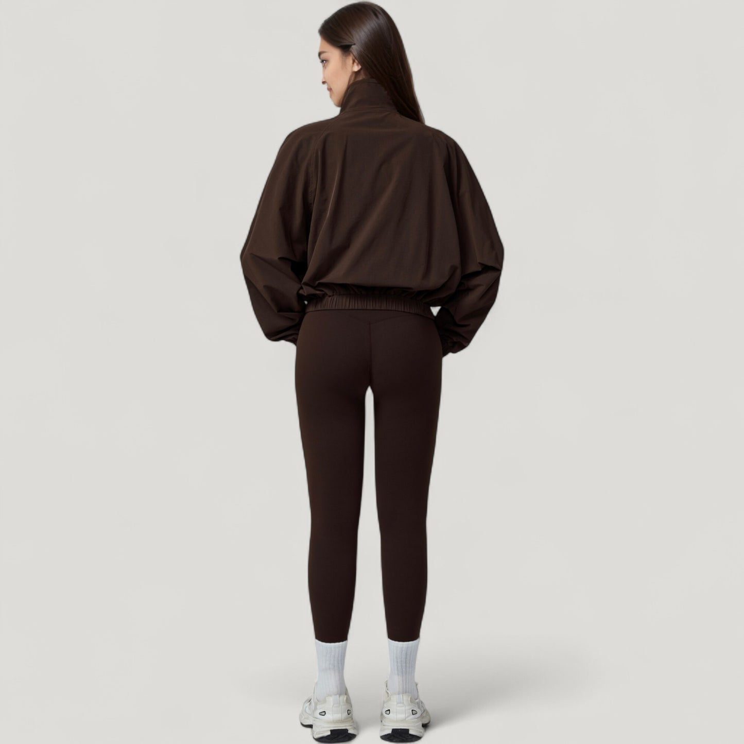 Anna-Kaci Active Women's Zip-Up Activewear Jacket with High Collar Long Sleeves and Relaxed Elastic Hem