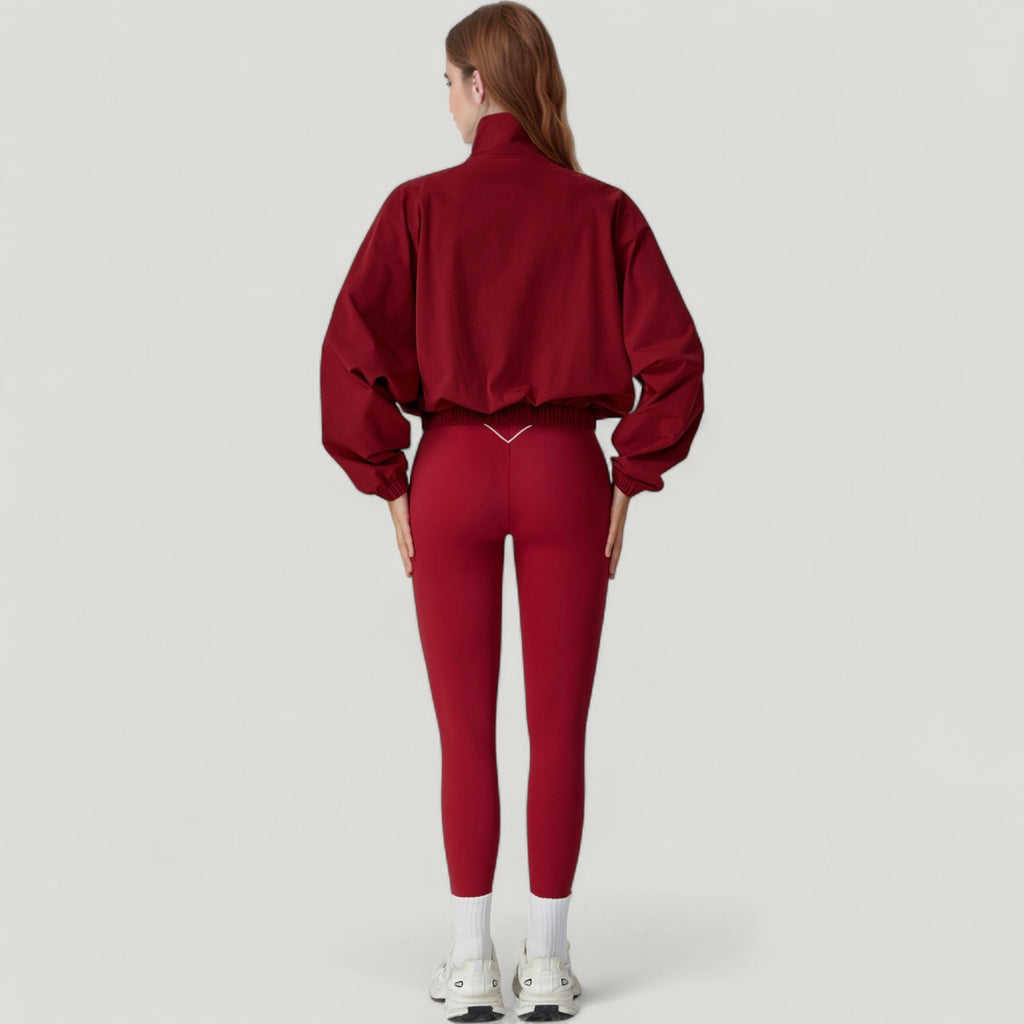 Anna-Kaci Active Women's Zip-Up Activewear Jacket with High Collar Long Sleeves and Relaxed Elastic Hem