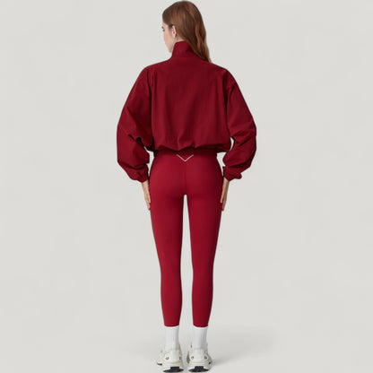 Anna-Kaci Active Women's Zip-Up Activewear Jacket with High Collar Long Sleeves and Relaxed Elastic Hem