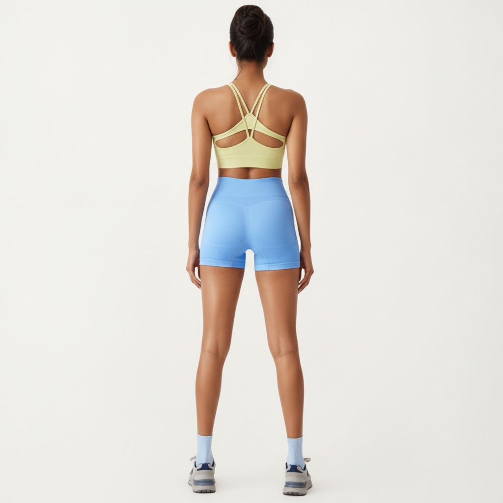 Anna-Kaci Active Women's Ribbed Sports Bra with Scoop Neckline and Stretch Knit Fabric