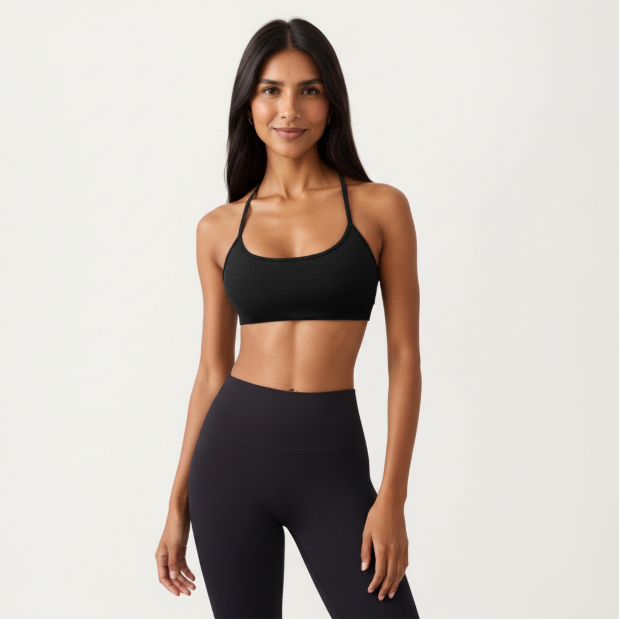 Anna-Kaci Active Women's Strappy Back Sports Bra with Scoop Neckline and Stretch Knit Fabric