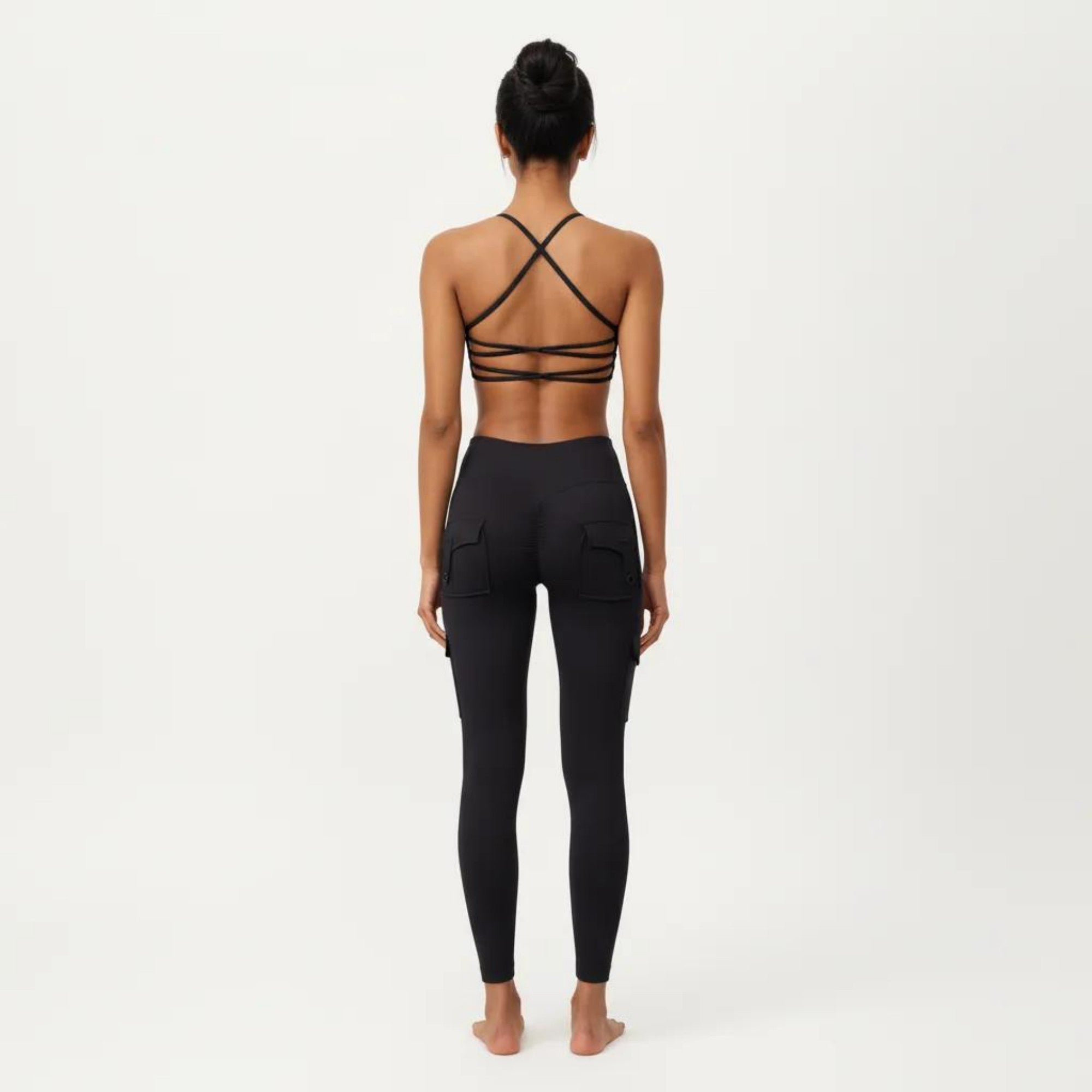 Anna-Kaci Active Women's Strappy Back Sports Bra with Scoop Neckline and Stretch Knit Fabric