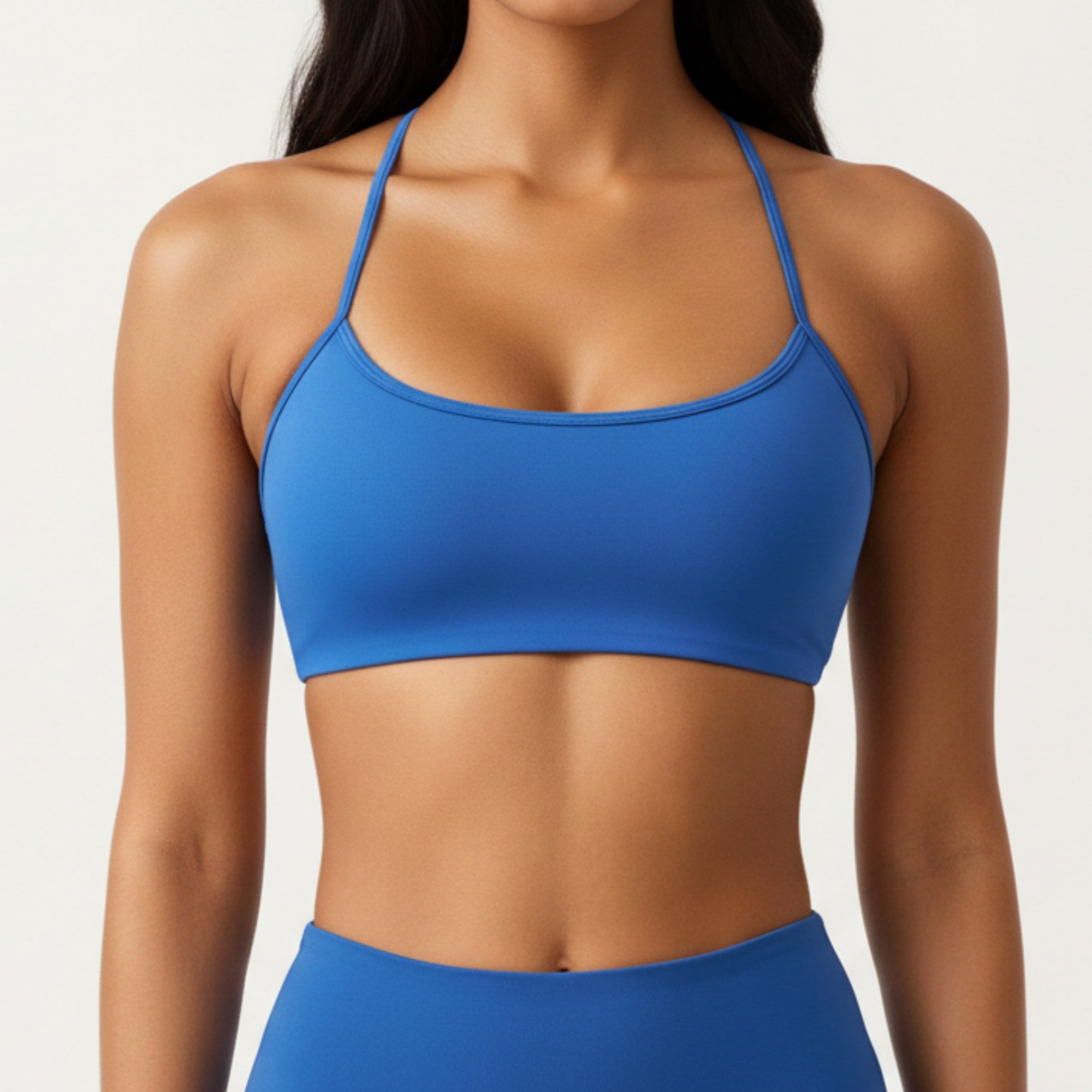 Anna-Kaci Active Women's Strappy Back Sports Bra with Scoop Neckline and Stretch Knit Fabric