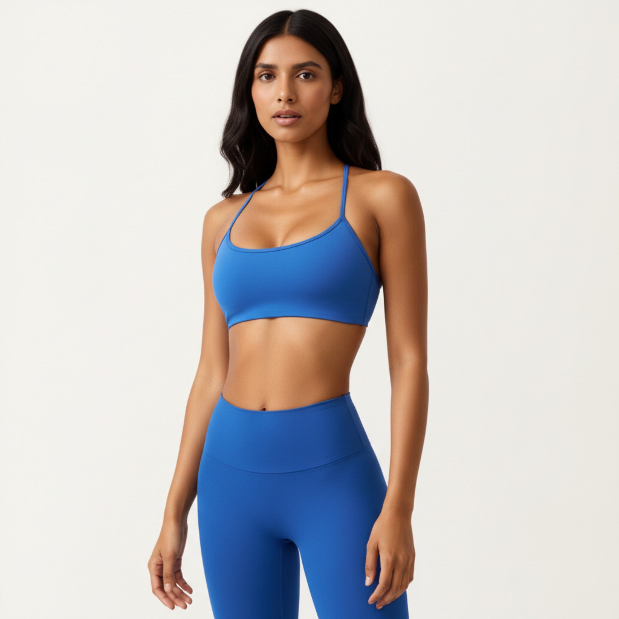 Anna-Kaci Active Women's Strappy Back Sports Bra with Scoop Neckline and Stretch Knit Fabric