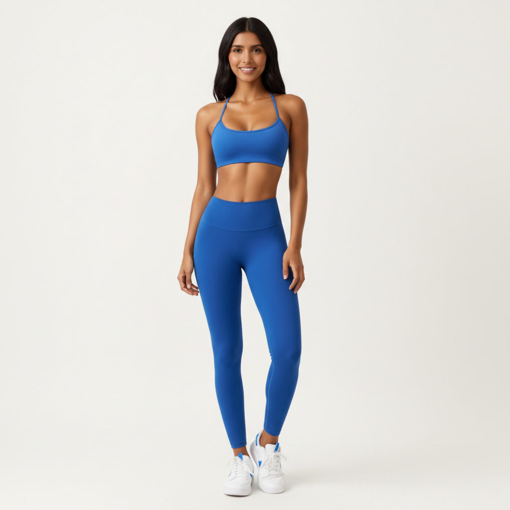 Anna-Kaci Active Women's Strappy Back Sports Bra with Scoop Neckline and Stretch Knit Fabric