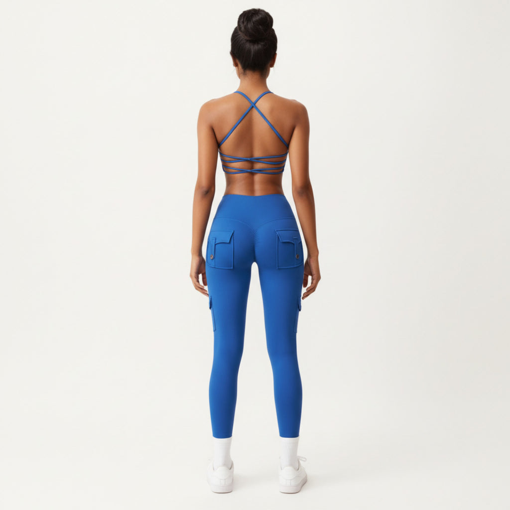 Anna-Kaci Active Women's Strappy Back Sports Bra with Scoop Neckline and Stretch Knit Fabric